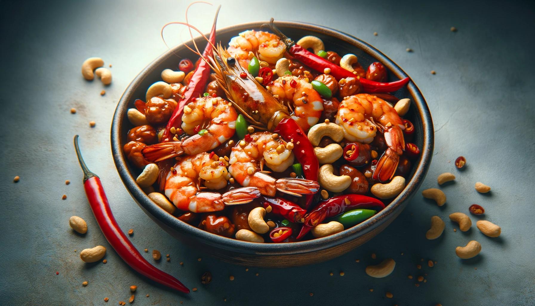 Kung Pao Shrimp with Ingredients